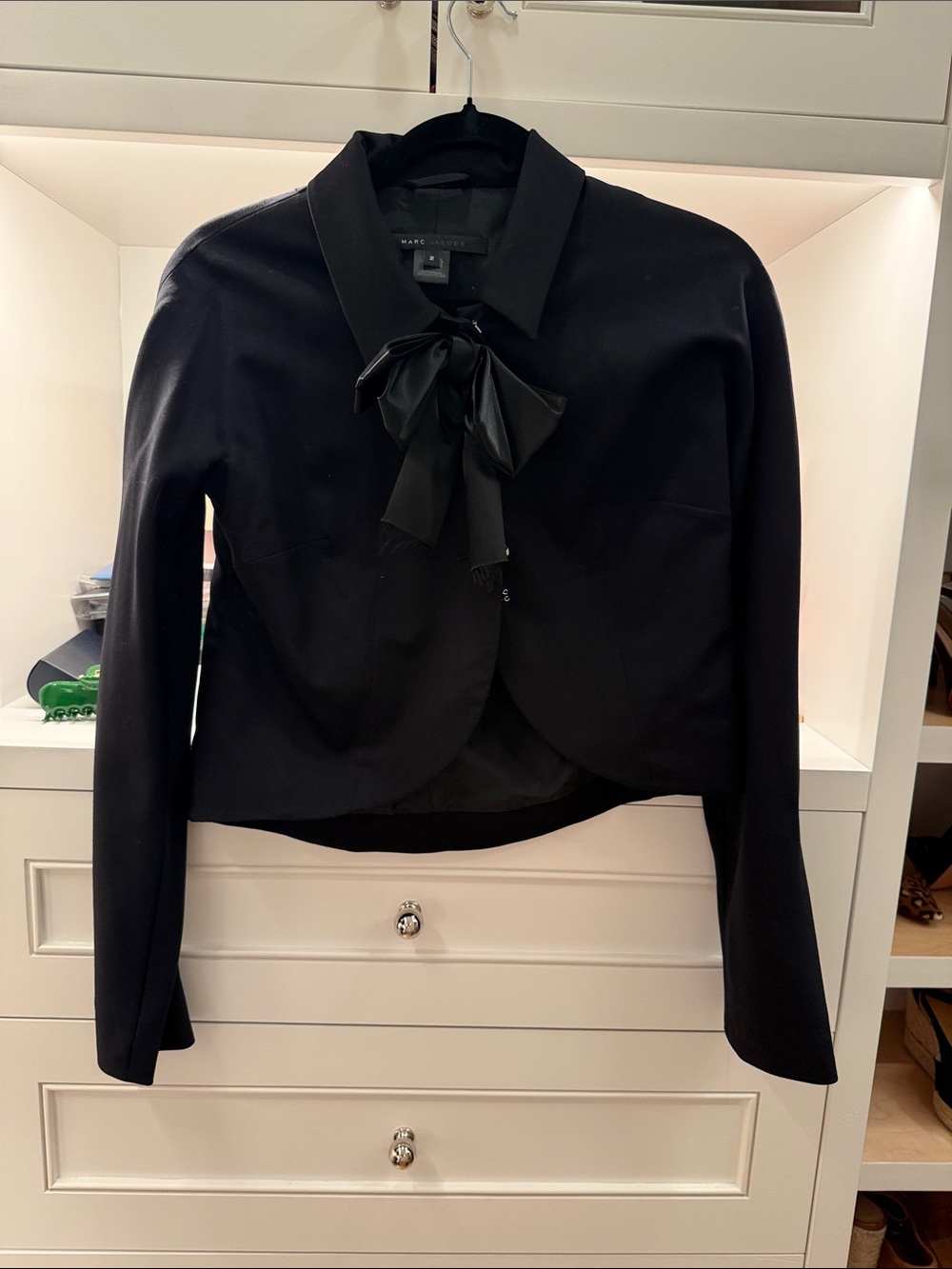 Marc Jacobs Black Bow-Front Cropped Blazer
